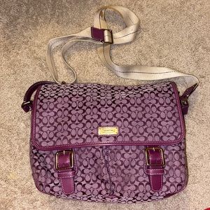 Purple Coach cross body bag